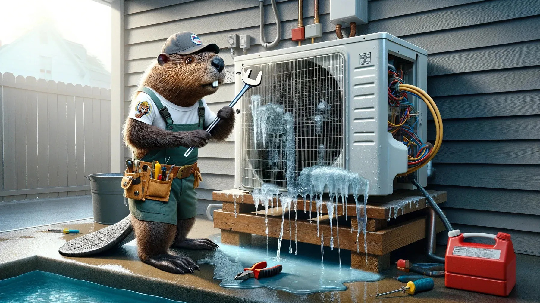 Beaver fixing an AC unit