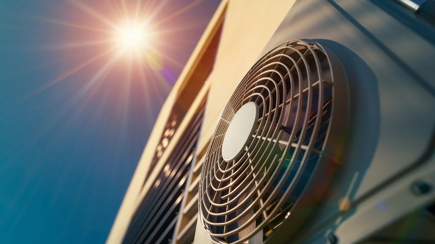 AC unit under the hot sun