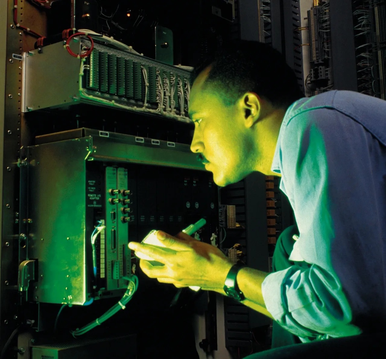 Tech checking a boiler