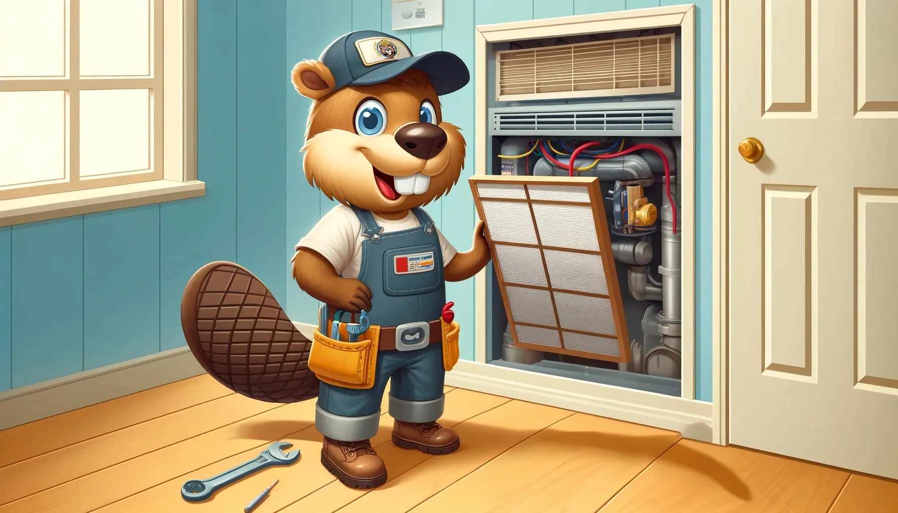 Beaver changing an air filter