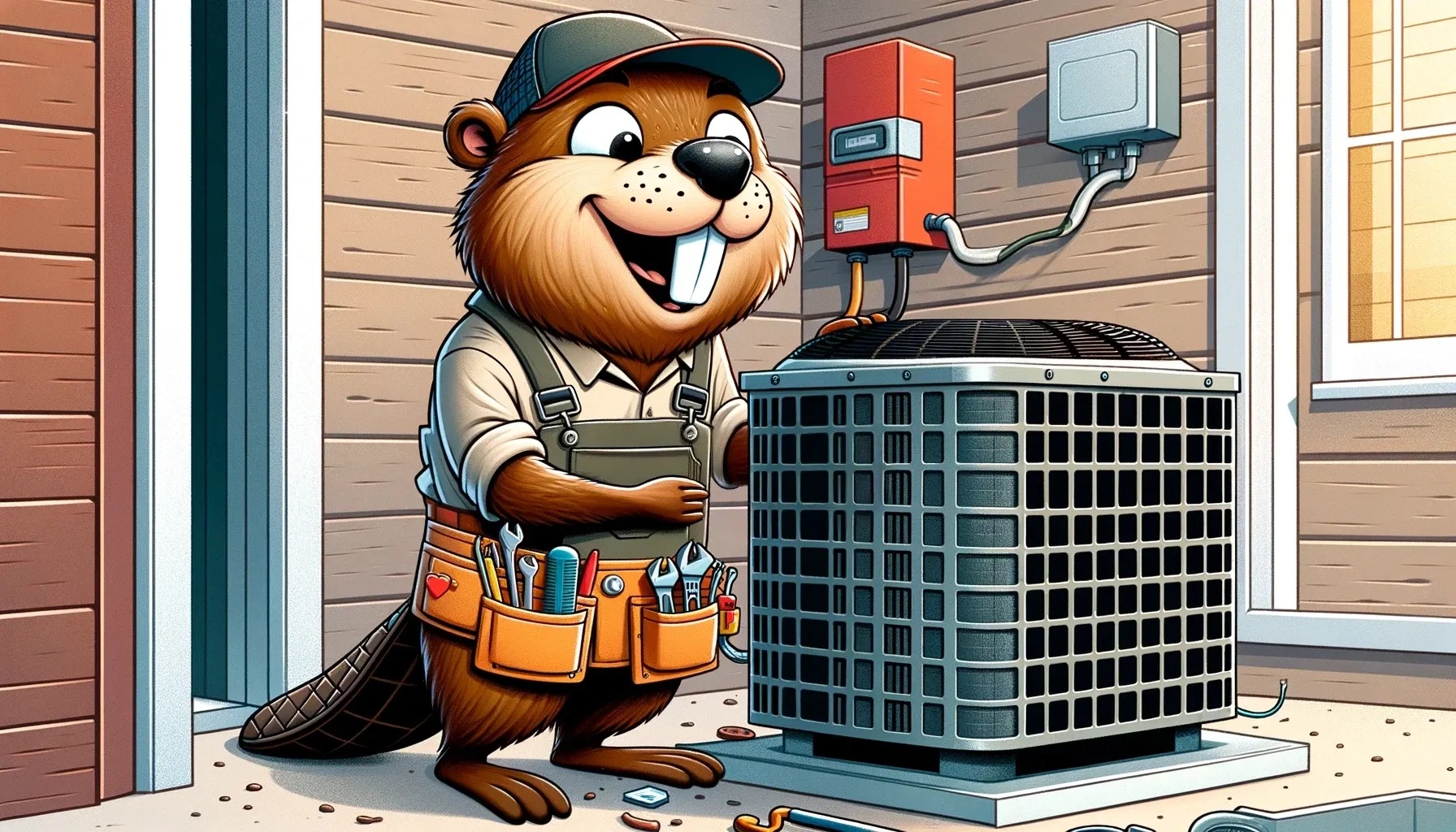Beaver tuning up an AC unit