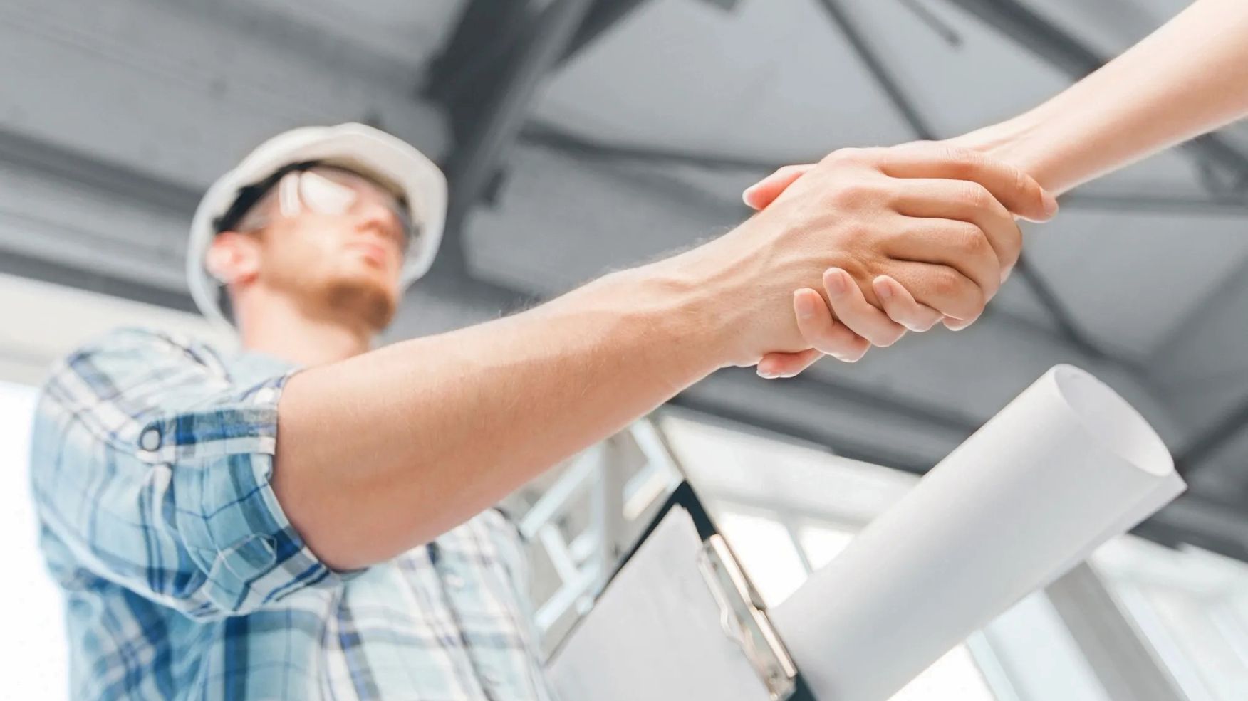 Shaking hands with a contractor