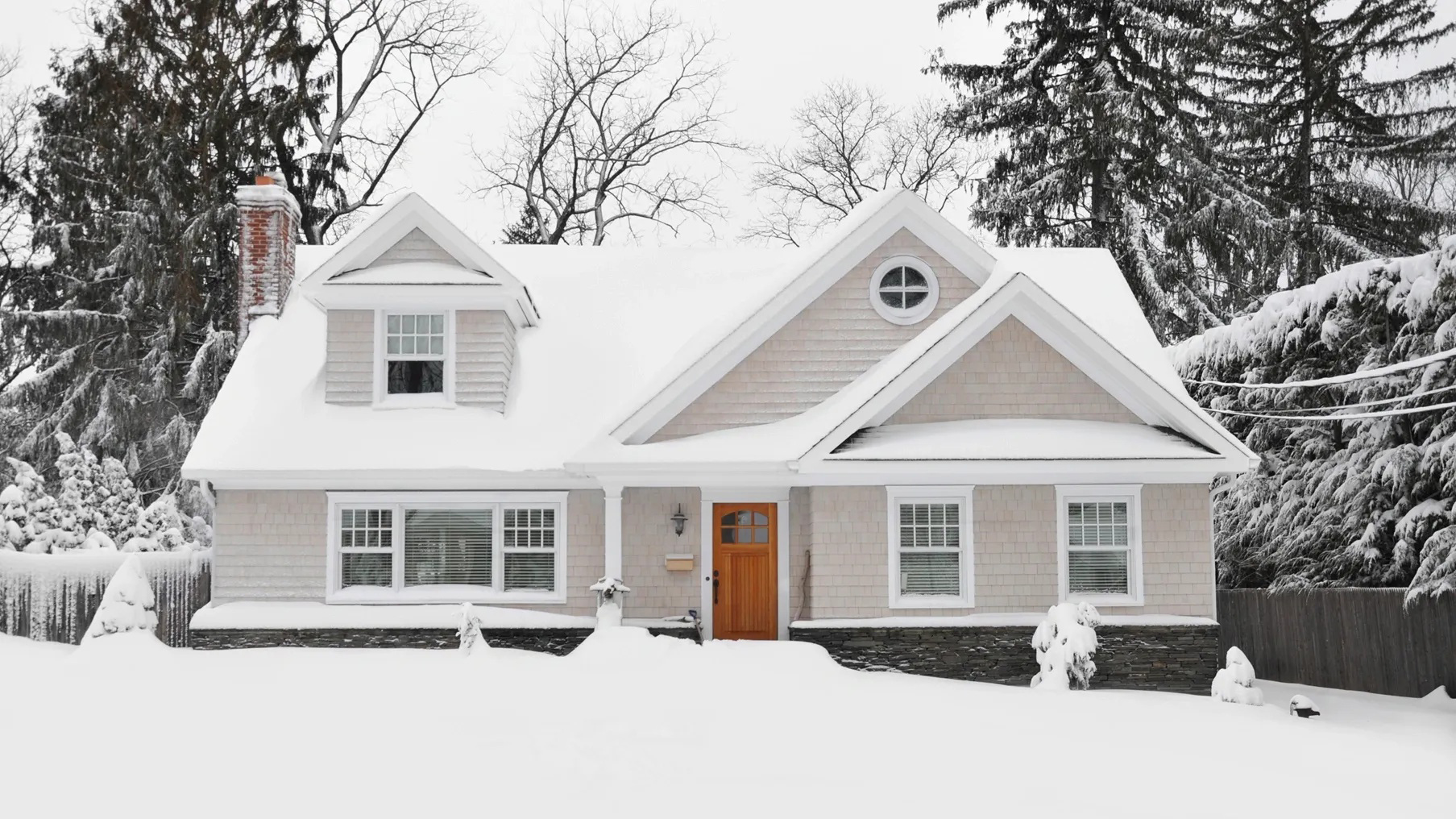 Snow-covered home in winter
